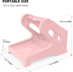 Vazioyar Thermal Label Holder for Rolls and Fan-Fold Labels, Sticker Roll Holder Work with Desktop Label Printer, Label Stand Shipping Supplies for Home Office(Pink)