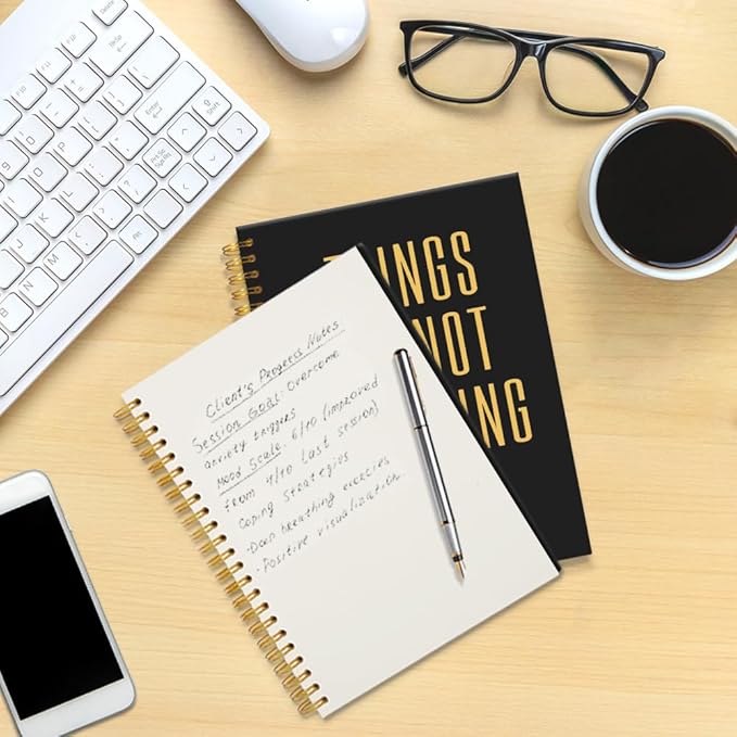 Mhfpl Things I'm Not Handling Well Black Golden Spiral Blank Notebook, Funny Therapy Notebook for Overwhelmed Friend Colleague Leader Manager, Satirical Office Gift for Stressed Out Coworker Boss