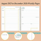 2026-2027 Planner - Weekly & Monthly Planner from January 2026 - June 2027, Planner 2026-2027 with Elastic Closure, Inner Pocket, 8.5" x 11", Rose Leaf