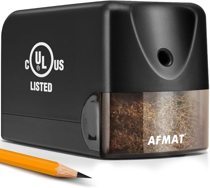 AFMAT Electric Pencil Sharpener, Heavy Duty Pencil Sharpener for Classroom, 6.5-8mm No.2/Colored Pencils, UL Listed, 10,000+ Sharpenings, Electric Pencil Sharpeners for Home, Office, PS13