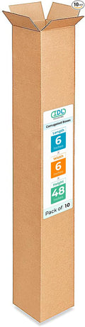 Tall Moving & Shipping Boxes 6x6x48 inches (10-Pack) - Extra Strength 200 lb vs Regular - Corrugated Durable Packing Boxes - Cardboard Box Moving Stuff - Eco Shipping Box by IDL Packaging
