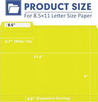 File Folder, PANDRI 120 Pack File Folder, 1/3 Cut Tab, Letter Size, Filing Folder for Office School Business, Yellow