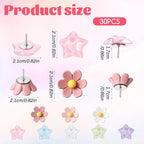 Sibba Thumb Tacks 30 PCS Colorful Cute Push Pins for Bulletin Board Star-Shaped Thumbtacks Decorative Flower Thumbtacks for Office Home and School Cork Board Cubicle Wall Accessories (Rainbow Colors)