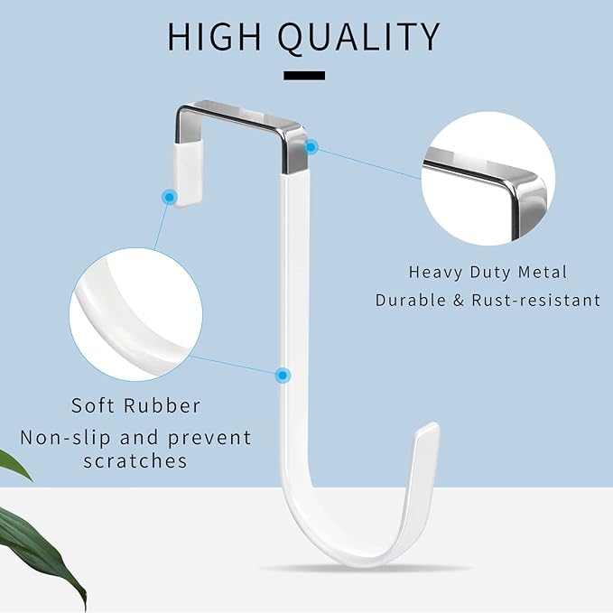 FYY Over The Door Hooks, 4 Pack Door Hangers Hooks with Rubber Prevent Scratches Heavy Duty Organizer Hooks for Living Room, Bathroom, Bedroom, Kitchen Hanging Clothes, Towels, Hats, Coats, Bags Mix