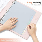Ospelelf 3 Ring Binder 1 Inch, Vintage Leather Clipboard Binder Organizer for Letter Size (8.5" x 11"), Professional Binder Organizer Dividers with 5 Tabs, Rose Gold