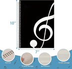 DOMMI Blank Sheet Music Composition Notebook 2 Packs, Manuscript Staff Paper Notebook with 200 Pages 26x19cm, Spiral Bound Music Songwriting Notebook for Songwriters, Musicians, Teachers, Black