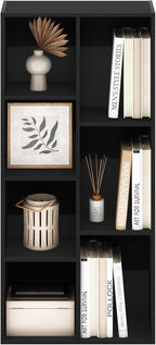 Furinno LUDER Book Shelf, 7-Cube Bookshelf, Bookcase, 9.4 x 19.5 x 41.7, for Living Room, Bedroom, Home Office, Blackwood
