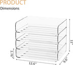 FANXIYQ 4-Tier Acrylic Paper Tray Organizer - Low-Profile Desk File Sorter for Office/Home, Clear Stackable Letter Tray for Bills, Crafts, Notebooks