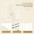 Giantex 6 Storage Drawer Cart Rolling Organizer Cart for Tools Scrapbook Paper Home Office School Multipurpose Mobile Utility Cart (Ivory)