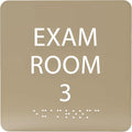 ADA CENTRAL SIGNS - 6" X6" Exam Room 3 Sign - ADA Compliant Tactile Graphics Grade 2 Braille Text Acrylic Wall Signs - Educational Institution Directional Assistance Test Center Door Sign for Schools
