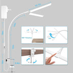 LED Desk Lamp, 31.5'' Wide Double Head Desk Lamps for Home Office, Dimmable 25 Lighting Modes 16W 1800lm Bright Task Lighting, Eye Caring Architect Table Lamp for Workbench Monitor Study, White