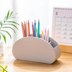 BONNY DODO Remote Control Holders Organizer Box with 5 Compartment PU Leather Multi-functional Office Desk Storage Caddy Store Tv Remote for Media Player,Brush,Pencil,Glassees&Office Supplies (Begin)