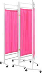 Medical Privacy Screens, Waterproof Nylon Fabric, 78.7 * 70.9 in Foldable Rolling Medical Privacy Screen with Silent Wheels, Suit for Hospitals, Clinics, and Nursing Homes (Pink, 4 Panels)