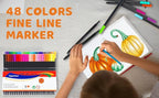 Vigorizon Fine Line Marker Pens - 48 Vibrant Colors, Fineliner Pens Fine0.4mm Ultra-Smooth Writing for Art, Design, Note-Taking & Doodling and Office Supplies