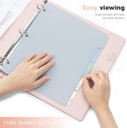 Ospelelf Vintage Hardcover 3 Ring 1 inch Leather Binder, Professional Binders Organizer Suitable for Letter Size Documents, Binder Dividers with Tabs, Faux Rose Gold Leather