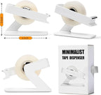 ELYPRO Modern Tape Dispenser for Office Desk - Elegant and Minimalist Design, Heavy Metal Made, Space-Saving, Perfect for Office & Home Use or as a Stylish Gift - Bonus Tape Roll Included (White)