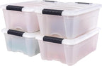 IRIS USA 13 QT Plastic Storage Box with Lid and Latches - 4 Pack - BPA-Free, Discreet Organizing Solution, Durable Nestable Stackable Containers, Secure Pull Handle - Pearl