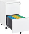 Letaya 2 Drawer Mobile File Cabinet with Lock,Under Desk Metal Filing Cabinets for Home Office Organizer Letters/Legal/A4(Fully Assembled-White)