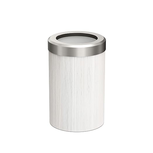 Round Wastebasket 11.875" H White Oak/Satin Nickel Lid