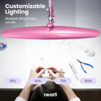 Neatfi XL 2,200 Lumens LED Desk Lamp with Clamp, 24 Watt Bright Architect Task Lamp, 20 Inches Dimmable Computer Light, Adjustable Desk Light for Home, Office, Crafts, Nails & Hobbies (Non-CCT, Pink)