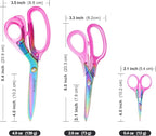 SCAIKTIG Acrylic Scissors Set, Office Scissors for Desk Heavy Duty, Pink Clear Comfort-Grip Handles and Titanium Coated Blades, Sharp Scissors all Purpose for Sewing, Art, Craft, School, Home Supplies