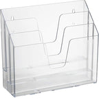 Acrimet Horizontal Triple File Folder Holder, Open Top Desktop Document Sorter for Letter Size Papers & Folders, Plastic (Clear Crystal)