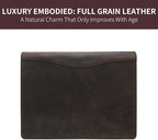 Geslun Genuine Leather 3 Ring Binder, 8.5 x 11 Letter Size Folio with Pen Holder, Soft Notebook Portfolio Cover, Slim Notepad Padfolio Thin File Organizer for Work Executive Meeting, Dark Khaki