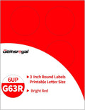 Gemsroyal 3 Inch Bright Red Round Labels Printable,3" Red Color Coding Labels for Laser/Inkjet Printers,Colorful Round Stickers,180 Neon Circle Labels in Total,Letter Size