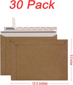 Bonfasvo Rigid Mailers 30 Pack 9.5 x 12.5 inches Brown Self Seal Stay Flat Bulk Cardboard Kraft No Bend Mailers Peel and Seal for Document Photos Pictures Papers Files CD