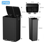 mVm Kitchen Trash Can,2 x 8 Gallon (2 x 30 L)Dual Trash and Recycle Bin Combo with Lid And Anti-Fingerprint,Soft-Close,Foot-Pedal Stainless Steel Garbage Can for Kitchen,Living Room,Dining Room(Black)
