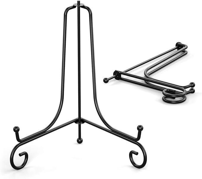 TR-LIFE Plate Stands for Display - 6 Inch Holder + Metal Easel Stand for Picture Frame, Decorative Plates, Book, Photo, Collectibles (2 Pack)