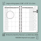 POPRUN Monthly Planner 2025-2026 Pocket Size (4" x 6.25") 18 Months Calendar (Jul 2025 - Dec 2026) - 4 Pages per Month with Monthly Expense & Notes, Sunday Start, Leather Cover - Burgundy