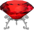 PATIKIL Diamond Crystal Paperweight, 80mm / 3.15" Crystal Paperweight Paper Weight with Silver 19 Metal Base for Home Office Desktop Table Decor Wedding Party Ornaments, Red