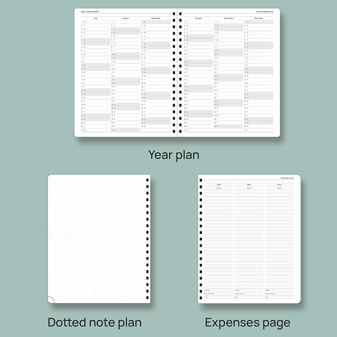 POPRUN Academic Planner 2025-2026 (July 2025-June 2026), Daily Weekly and Monthly Appointment Book (Wirebound Hard Cover - 10'' x 8'') with Hourly Time Slots, Tabs, 100 GSM - Violet