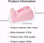 Basics Desktop Tape Dispenser, Office Desk Tape Dispenser, Heavy Duty Desk Accessories Office Tape Dispensers, Weighted Non-Skid Base,Ideal for Home, Office, School, or Business (Purple)