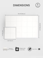 Bumusty Large Cork Board Alternative-36 x24 Felt Bulletin Board Tiles, with 30 Pushpins, 40 Adhesive Tabs, 6-Pack Slat Wall Paneling, Cork Boards for Office Push Pin Board Felt Board-Milky White