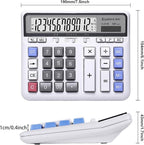 Comix Desktop Calculator Solar Battery Dual Power with 12-Digit Large LCD Display and Large Computer Keys Standard Function Calculator for Home Office School, White(2 Pack)