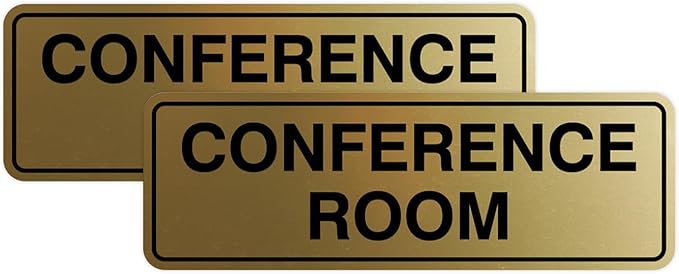 Standard Conference Room Sign - Brushed Gold - Small 2 Pack