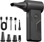 Compressed Air Duster- 130000 RPM Brushless Motor,15W Fast Charge,4-Speed Adjustable Electric Air Duster, Rechargeable Mini Duster Blower for PC,Keyboard,Car,Outdoors,Home and Snow Clearing,(Black-01)