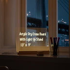 Light Up Clear Dry Drase Board 13 x 9 inch with 5 Markers, Acrylic Lighting Message Memo Note Board for Home/Office/Kitchen/Bedroom