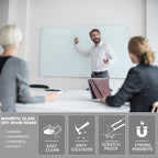 Gooderboard Glass Magnetic White Board - 72 x36 Inches Dry Erase Whiteboard for Wall, Frameless Wrting Board for Display, Large Wall Mounted Glass Board for School, Office and Home