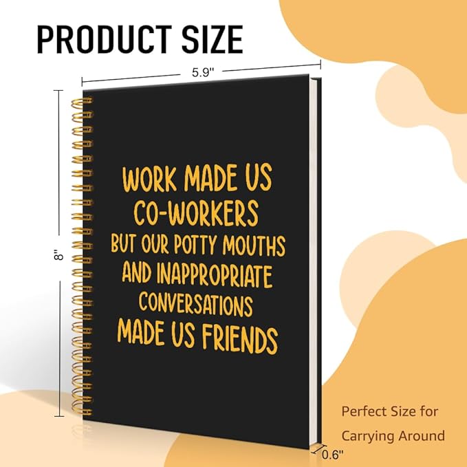 Mhfpl Work Made Us Coworkers But Friends Black Golden Funny Spiral Notebook, Office Gifts for Work Bestie, Swear Notepad, Goodbye Gfts for Coworkers, Farewell Gifts for Coworkers