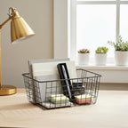 HDYOUDO Metal Black Large Wire Basket Food Storage Organizer,pantry organizers and storage for Organizing Kitchen Cabinets potato onion, 2 Pack