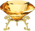 PATIKIL Diamond Crystal Paperweight, 80mm / 3.15" Crystal Paperweight Paper Weight with Gold 19 Metal Base for Home Office Desktop Table Decor Wedding Party Ornaments, Brown