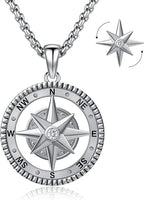 Compass Necklace for Women Men 925 Sterling Silver Pendant Urn Necklaces for Ashes Picture Locket Necklace Anchor Necklace Viking Necklace Crystals CZ Moonstone Abalone Shell Turquoise Compass Jewelry