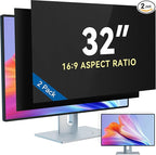 [2-Pack] 32 Inch Computer Privacy Screen Filter for 16:9 Widescreen Monitor, IPROKKO Removable 32in Anti Blue Light Glare Privacy Shield, Anti Spy Security Protector for Hp Dell Asus Acer Samsung View