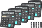 BESTWYA Calculators, Large Button Calculator with Angled LCD Display 12-Digit Dual Power Handheld Desktop Feature for Office, School, Home(Black, Pack of 5)