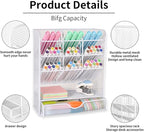 Spacrea Pen Holder Desk Organizer - Desk Organizers and Accessories, Pencil Holder with 10 Compartments and 1 Drawer（White）