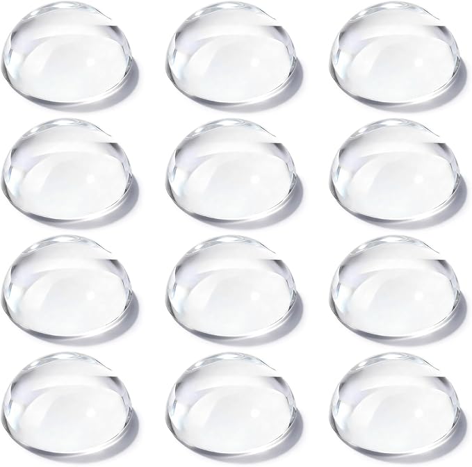 12 Pcs Crystal Dome Magnifying Paperweight, 6X Dome/Paperweight Magnifier Clear Distortion-Free Optics Convex Lens Set for Physics Classroom Home Decor, Paper Weights for Outdoor Events, 1.6inch