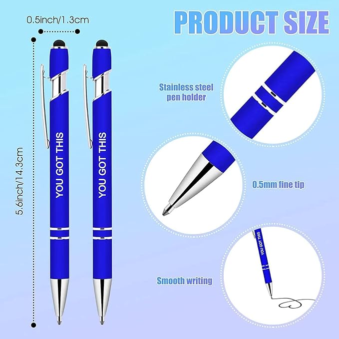 Greengines 10 Pcs Inspirational Pens - Motivational Ballpoint Pens Bulk with quotes Stylus Tip Gifts for School Coworkers Office Supplies Black Ink